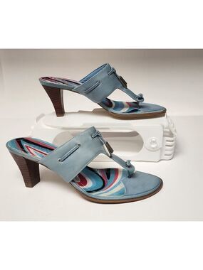 Connie City Lights T-Strap Blue Sandal Heel Shoes Size 8M